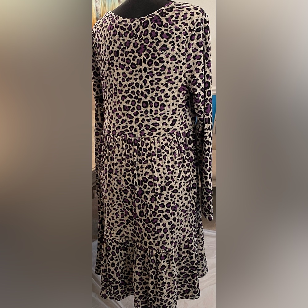 Loralette by Avenue Elsa Tiered Animal Print Ribbed Dress